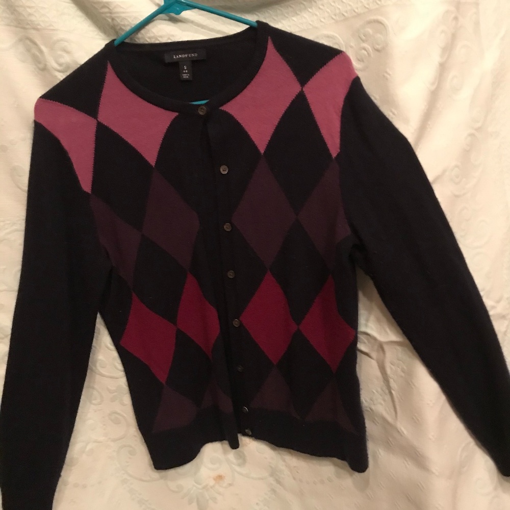 Cashmere Argyle Sweater Lands End Small